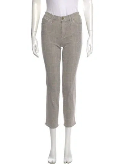 Pre-owned Frame Houndstooth Print Straight Leg Pants In Brown