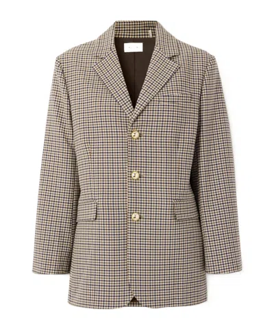 Frame Houndstooth Suit Jacket In Brown
