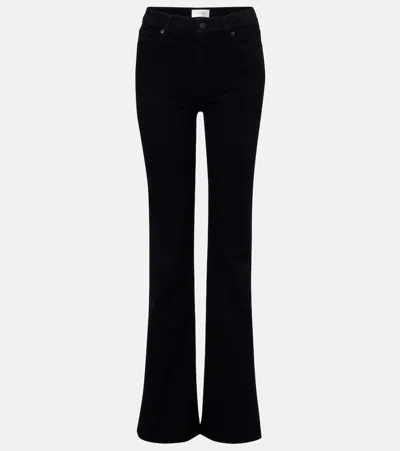 Frame Icon Mid-rise Flared Jeans In Black