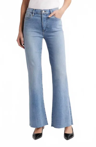 Frame Icon Raw Hem Flare Jeans In Ark Raw After In Blue