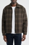 Frame Padded Checked Virgin Wool-tweed Blouson Jacket In Brown
