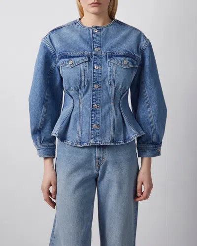 Frame Jacket The Nipped Collarless In Blue