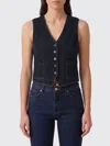 Frame Sleeveless Denim Vest Featuring Front Pockets In Blue