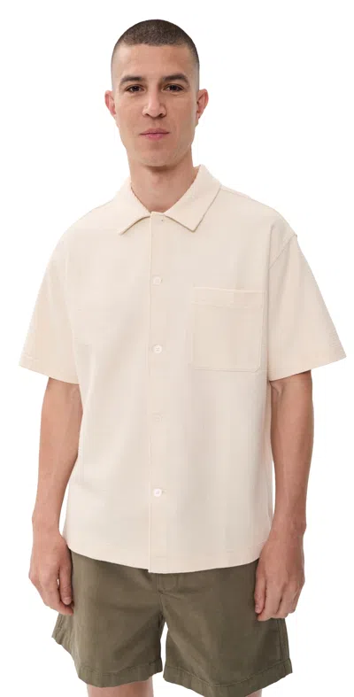 Frame Jacquard Button Down Shirt Cream In Neutral
