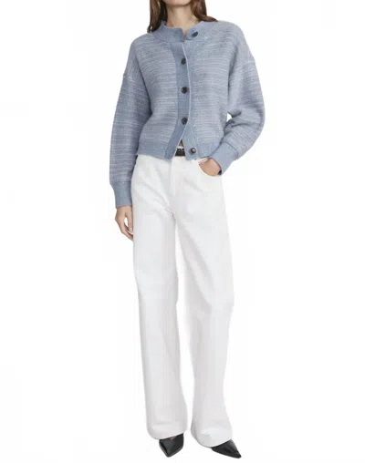 Frame Jacquard Femme Cardigan In Sky Blue Multi In Metallic