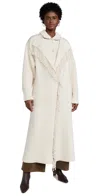 Frame Ribbed-detail Fringe Coat In Stone