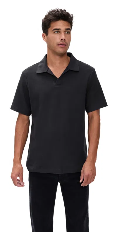 Frame Jacquard Polo Charcoal In Gray