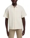 Frame Jacquard Short Sleeve Button Front Shirt In White Sand