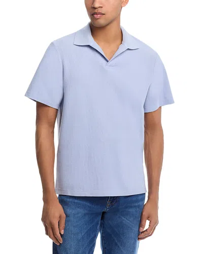 Frame Jacquard Short Sleeve Open Collar Polo Shirt In Baby Blue