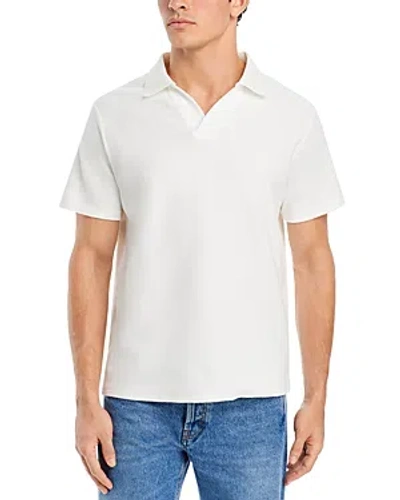 Frame Jacquard Short Sleeve Open Collar Polo Shirt In White