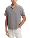 Frame Jacquard Short Sleeve Open Collar Polo Shirt In Storm Gray