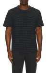 Frame Jacquard Stripe Tee In Blue