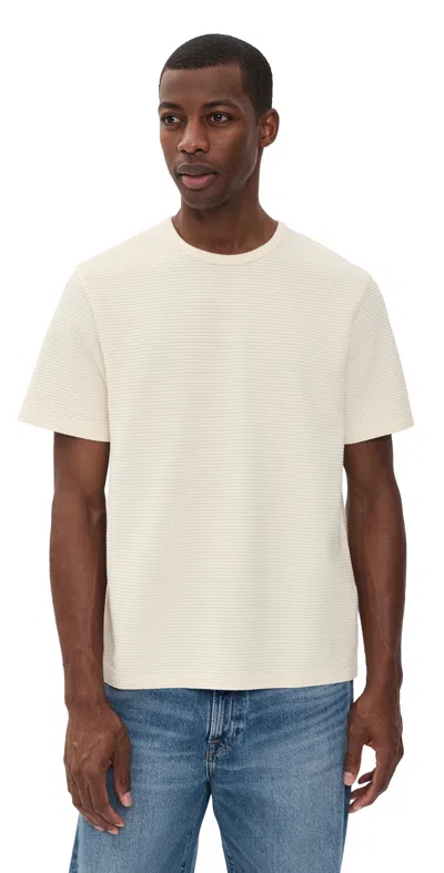Frame Jacquard Stripe Tee Cream In White