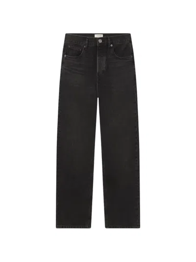 Frame Jean Faded Straight-leg Jeans In Black