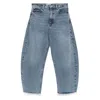Frame Bubble Crop High Waist Wide-leg Jeans In Blue