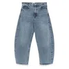 Frame Womens Knock Out Raw Fray Bubble Crop Curved-leg Denim Jeans