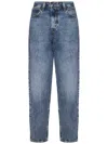 Frame Womens Bubble Crop Curved-leg Denim Jeans Knock Out Raw Fray In Blue