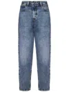 Frame Womens Bubble Crop Curved-leg Denim Jeans Knock Out Raw Fray In Blue