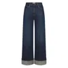 Frame The Cuffed Wide High-rise Wide-leg Jeans In Blue