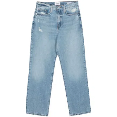 Frame Distressed-effect Whiskering-detail Straight-leg Jeans In Blue