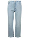 Frame Button Detailed Straight Leg Jeans In Blue