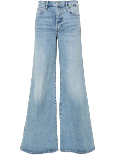 Frame Le Palazzo Crop High-rise Flared Jeans In Blue