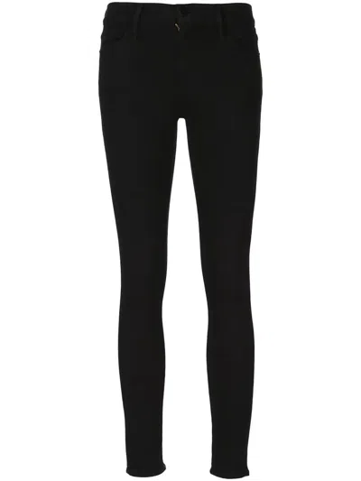 Frame High-rise Cropped Skinny Jeans In Noir