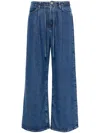 Frame Blue Drawstring Wide Leg Jeans In Ghost