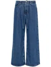 Frame Blue Drawstring Wide Leg Jeans In Ghost