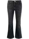Frame Le Crop High Waist Raw Hem Mini Bootcut Jeans In Black