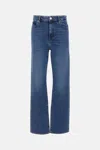 Frame Womens The Ruler Crop Five-pockets Straight-leg High-rise Stretch-denim Jeans Written In Blue
