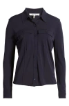 Frame Jersey Button-up Shirt In Navy