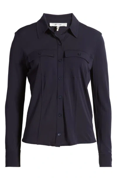 Frame Jersey Button-up Shirt In Navy