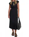Frame Jersey Nipped Midi Dress In Black In Black