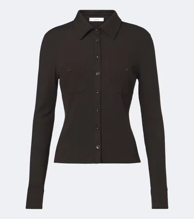 Frame Ribbed Front-pockets Shirt In Brown