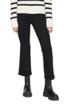 Frame The Jetset High Rise Crop Bootcut Jeans In Sheen Noir In Black