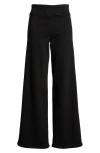Frame Jet Set Slim Palazzo Pull-on Jeans In Sheen Noir