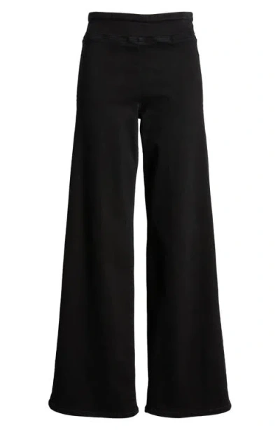Frame Jet Set Slim Palazzo Pull-on Jeans In Sheen Noir