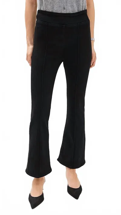 Frame Jetset Crop Mini Boot Pintuck Jeans In Sheen Noir In Black