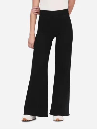 Frame Jetset Wide Leg Pants In Sheen Noir In Black