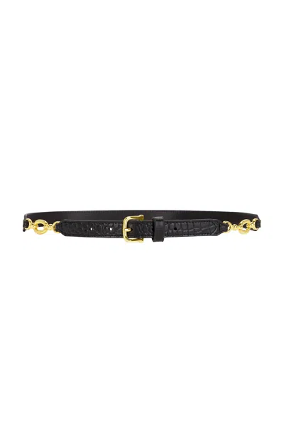 Frame Jewelery Detail Belt In Black Croc