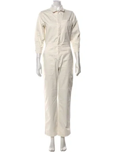 Pre-owned Frame Jumpsuit In Neutrals/white