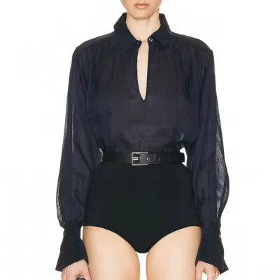 Frame Keyhole Popover Top In Navy In Blue