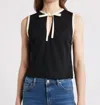 Frame The Keyhole Tie Knit Tank In Black