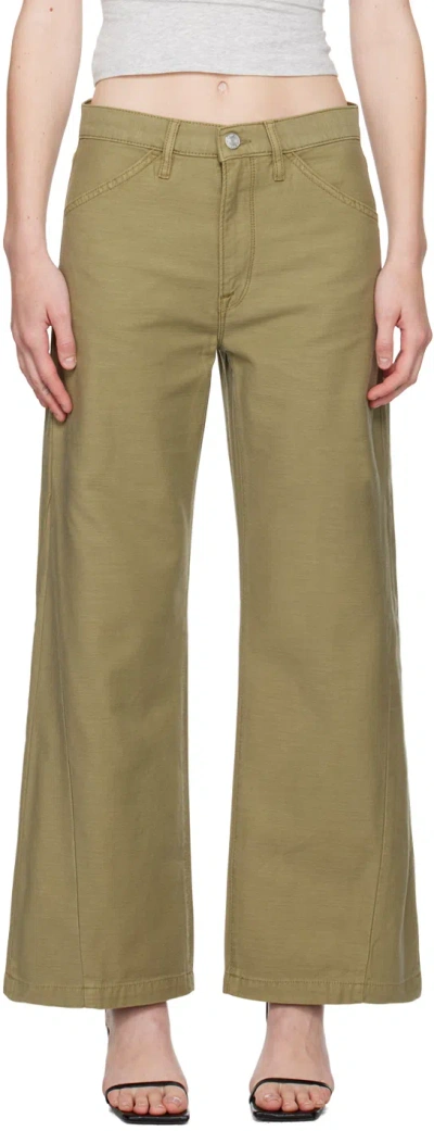 Frame Le Baggy Palazzo Mid-rise Straight-leg Jeans In Sage