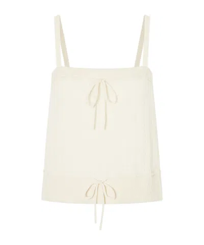 Frame Charm Knotted Knit Cashmere Tank In Neutral