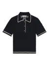 Frame Knitted Polo Top In Black