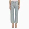 Frame Cropped Hologram Denim Jeans With Belt Loops