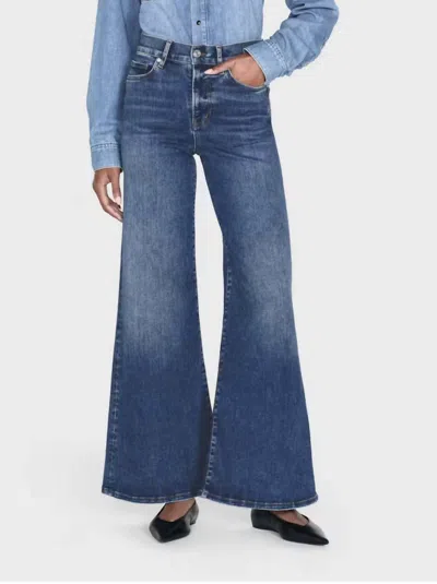 Frame La Palazzo Crop High Rise Jeans In Mermaid In Blue