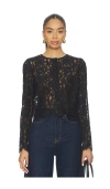 Frame Sheer Crop Organic Cotton Blend Eyelash Lace Button-up Shirt In Black